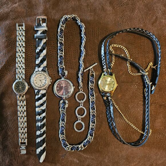 4 GENEVA WATCHES Bundle Lot Women's As Is DIY Craft Project Steampunk Bling - Picture 2 of 10